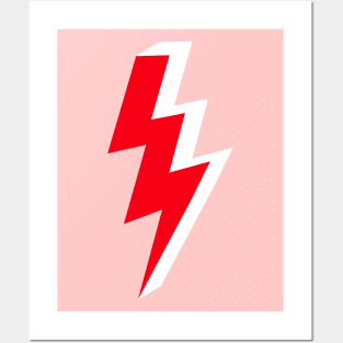 Red and White Triple Lightning Bolt on Pink Posters and Art